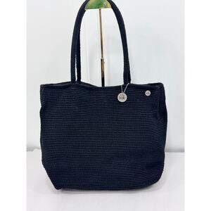 The Sak Black Crochet Shoulder Tote Bag